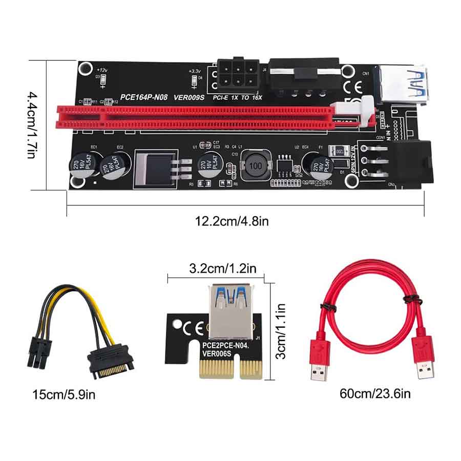 رایزر کارت گرافیک تبدیل PCI EXPRESS X1 به X16 مدل 009s GOLD