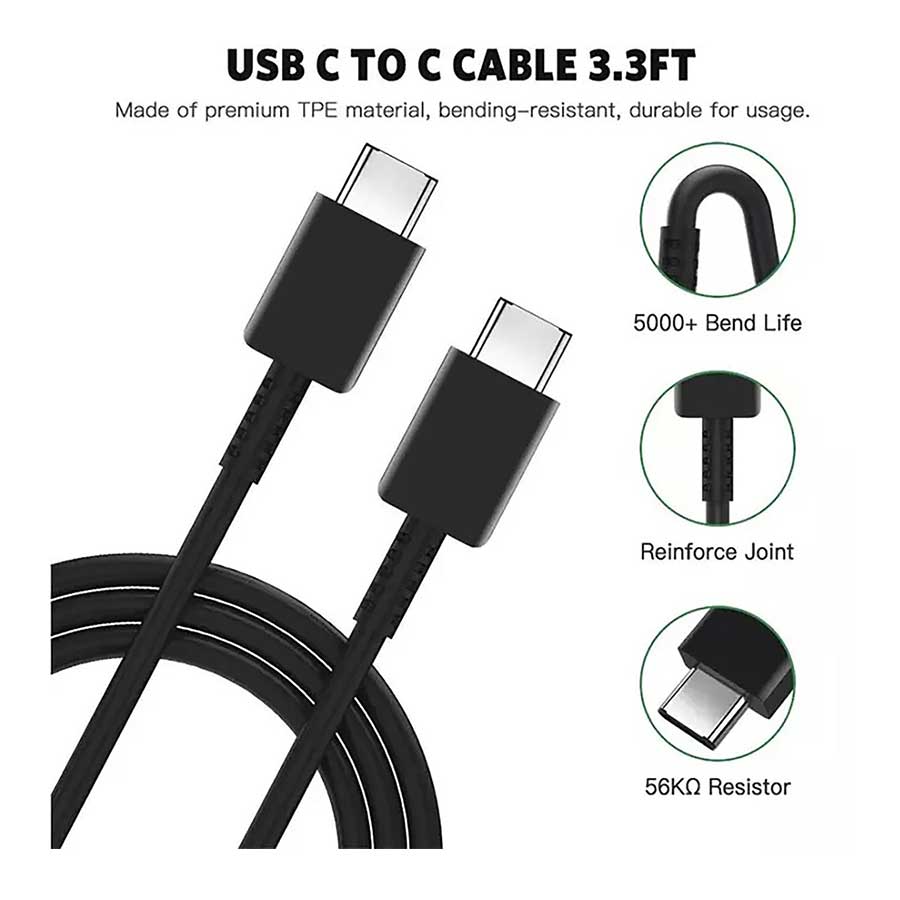 شارژر دیواری سامسونگ مدل EP-TA800 به همراه کابل تبدیل USB-C