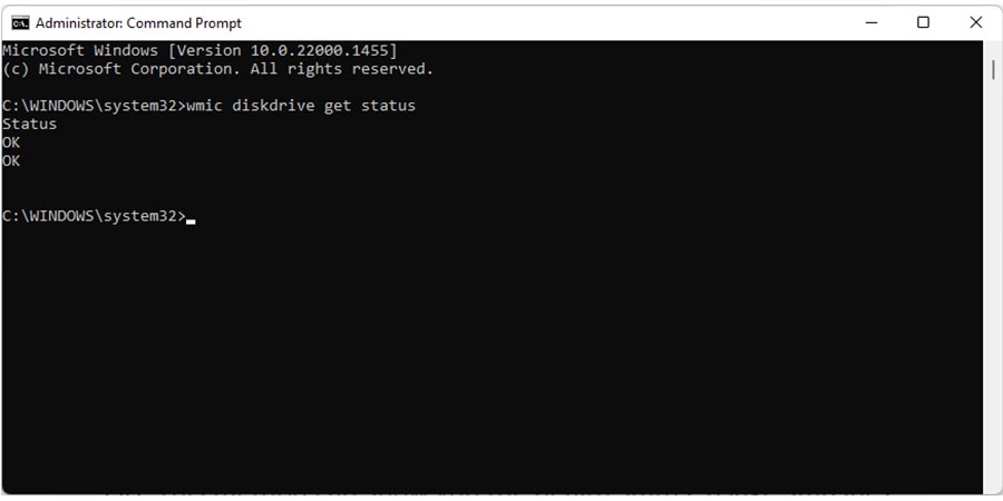 بررسی SSD به کمک Command Prompt