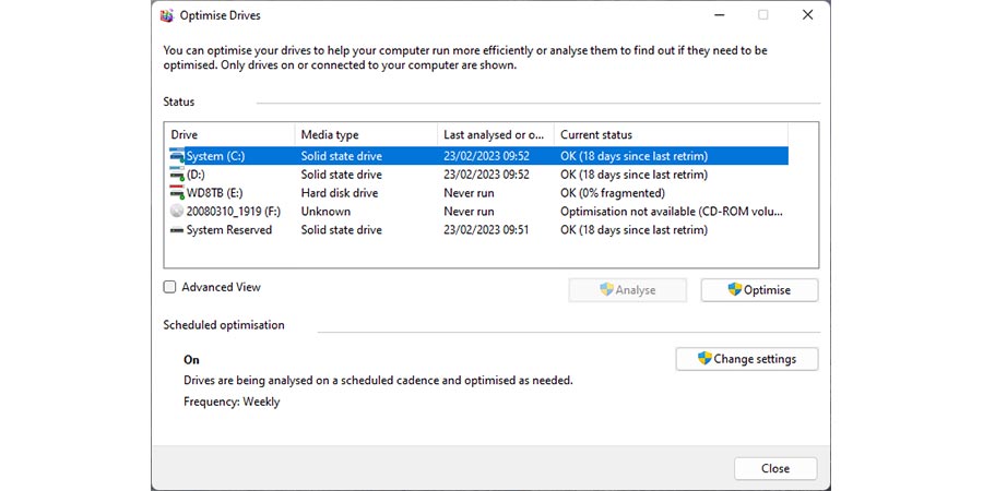 استفاده از Defragment and Optimize Drive Utility