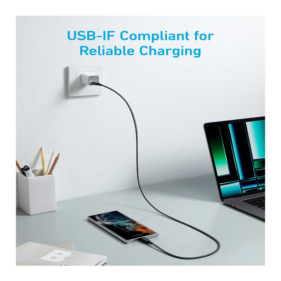 کابل 0.9 متری تبدیل USB-C به USB-C انکر مدل 322 A81F5