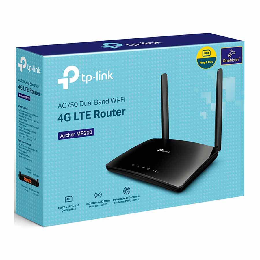 مودم روتر 4G LTE بی‌سیم گیگابیت و دوباند AC750 تی پی لینک مدل Archer MR202