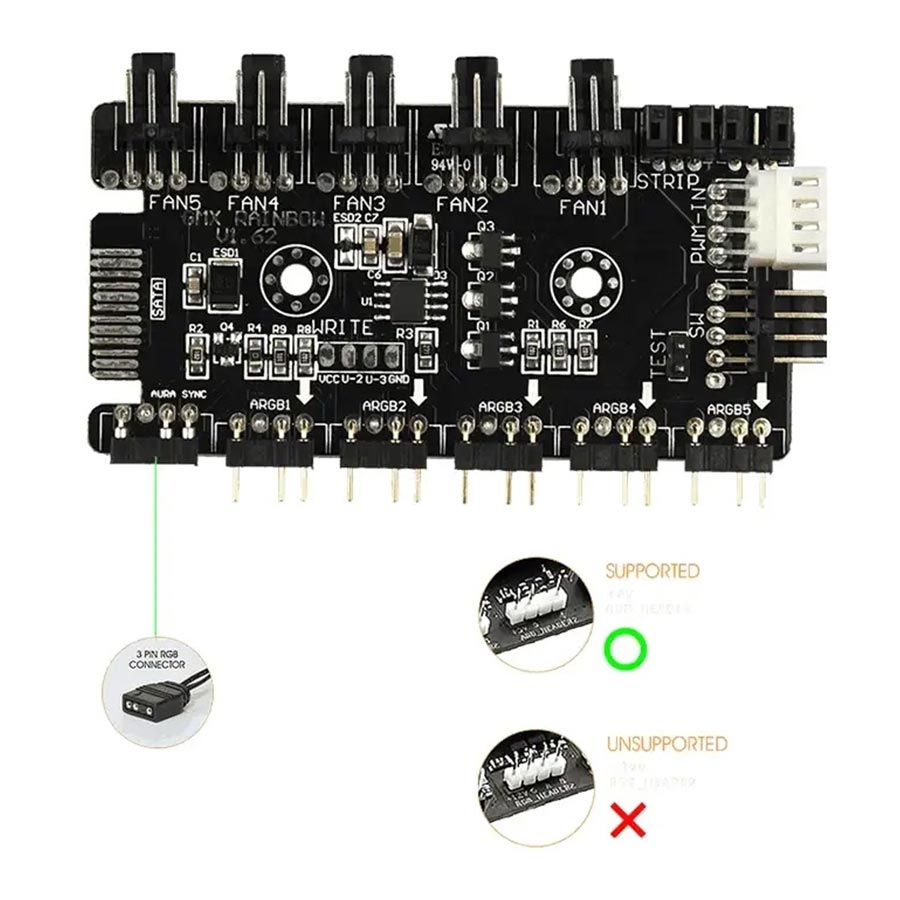 کابل نورپردازی گیم مکس مدل Aura SYNC ARGB 3-Pin