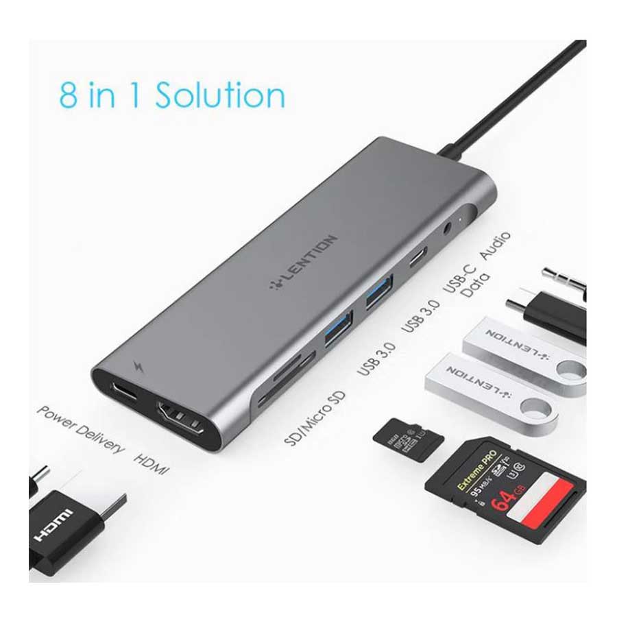 هاب و داک استیشن USB-C هشت پورت لنشن مدل C37-1M