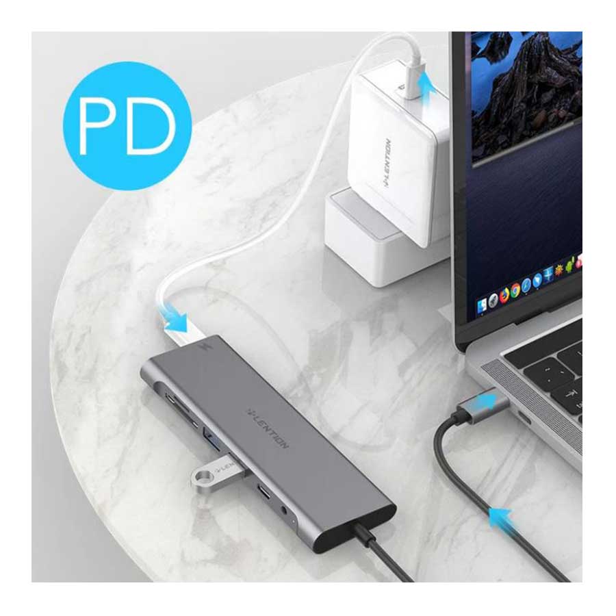 هاب و داک استیشن USB-C هشت پورت لنشن مدل C37-1M