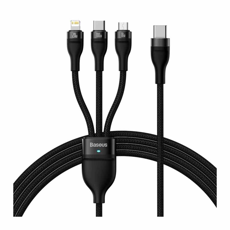 کابل تبدیل 1.5 متری USB-C به USB-C/microUSB/لایتنینگ بیسوس مدل CASS030201