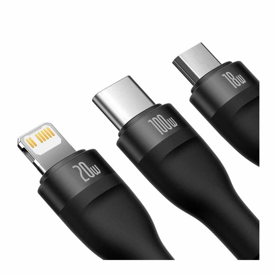 کابل تبدیل 1.5 متری USB-C به USB-C/microUSB/لایتنینگ بیسوس مدل CASS030201