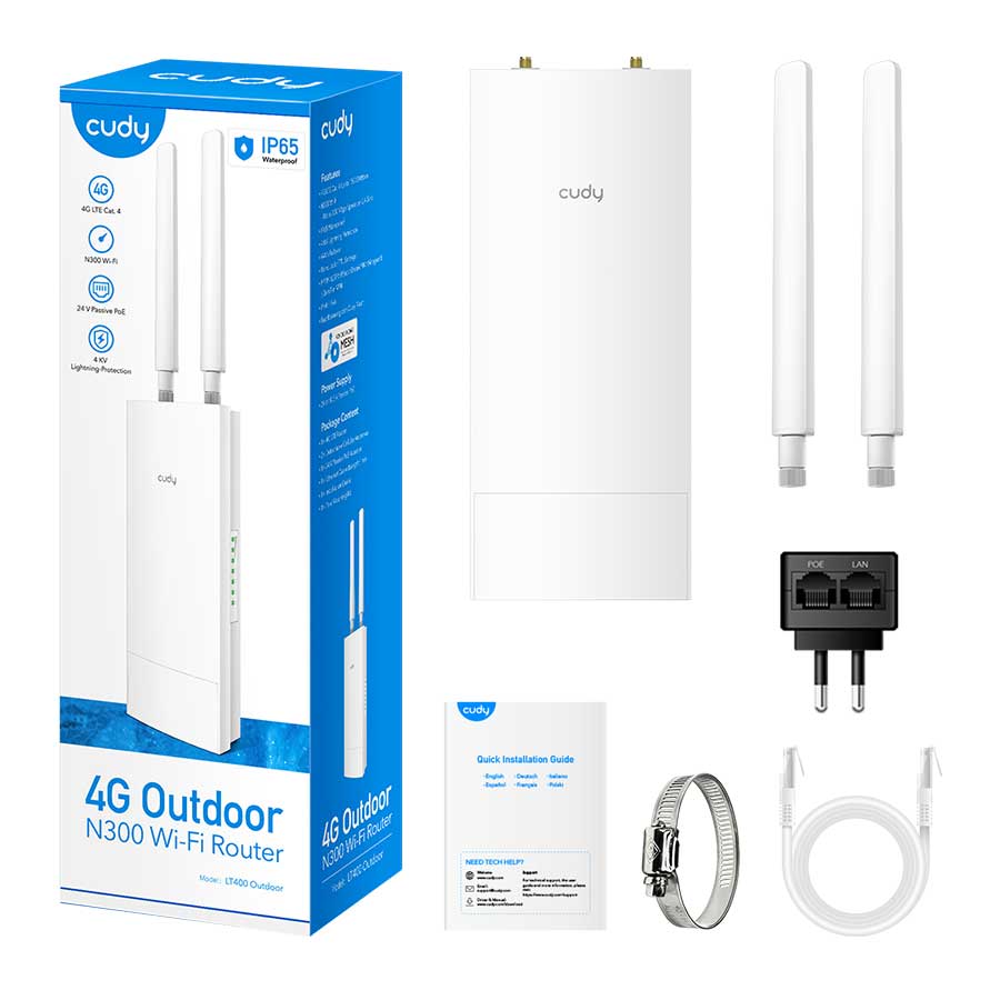 مودم روتر 4G LTE بی‌سیم N300 کودی مدل LT400 Outdoor