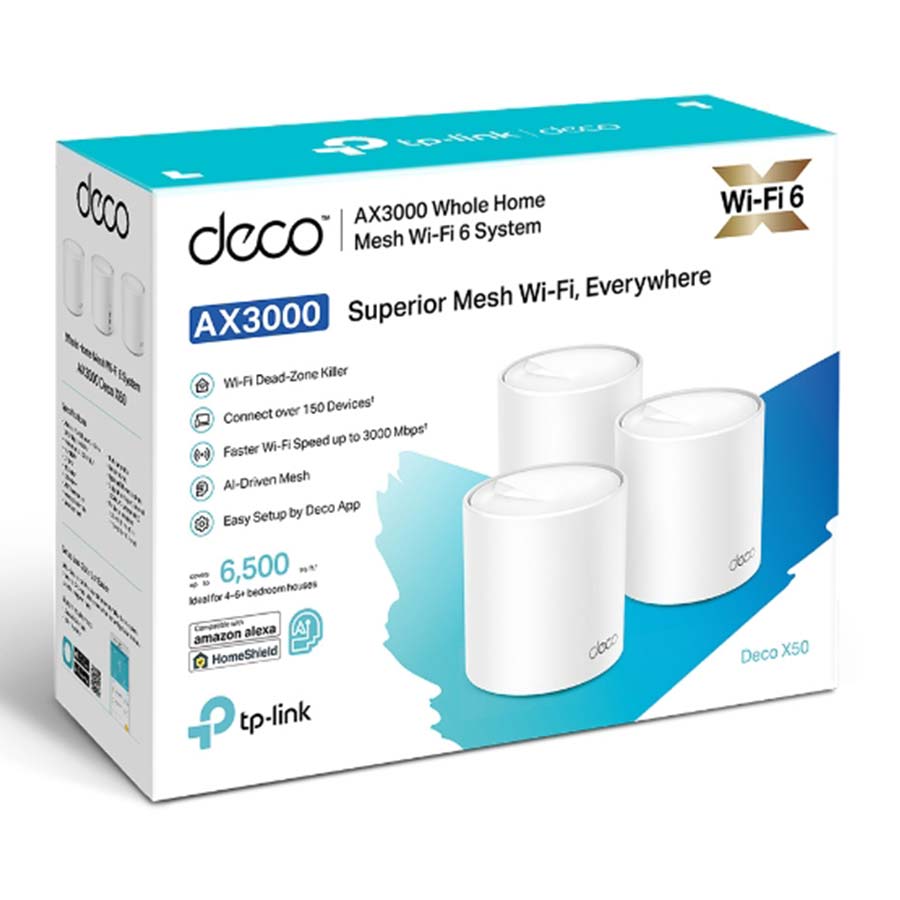 روتر و اکسس پوينت بی‌سیم و دوباند گیگابیت AX3000 تی پی لينک مدل Deco X50 (3-Pack)