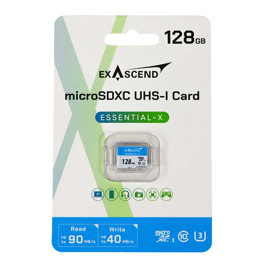 کارت حافظه MicroSDXC اگزاسند مدل Essential-X UHS-I U3 V10 128GB 90MB/s