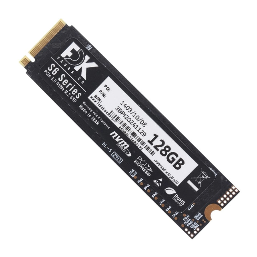 مدل S6 NVME M.2 2280 PCIe 3.0 NVMe اس اس دی 128 گیگابایت فدک مدل S6 NVME M.2 2280 PCIe 3.0 NVMe