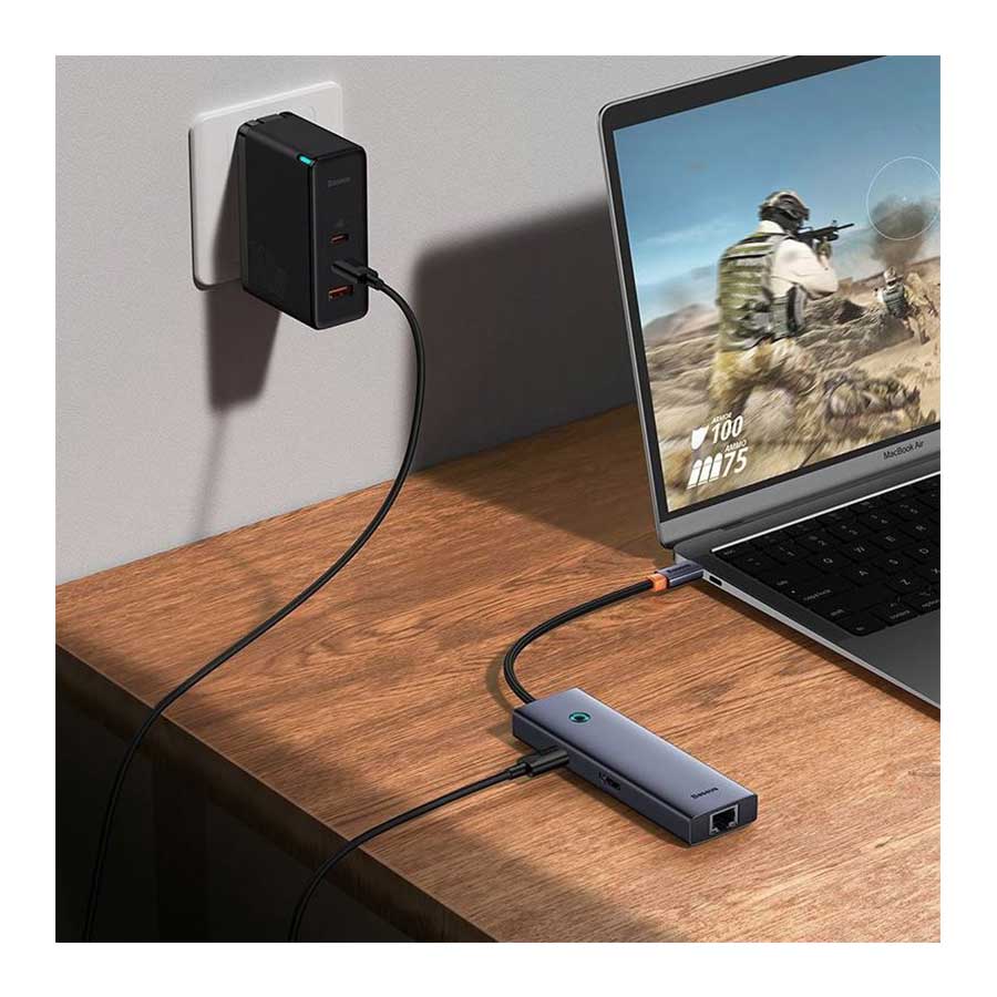 هاب USB-C ده پورت بیسوس مدل Flite B00052805813-00