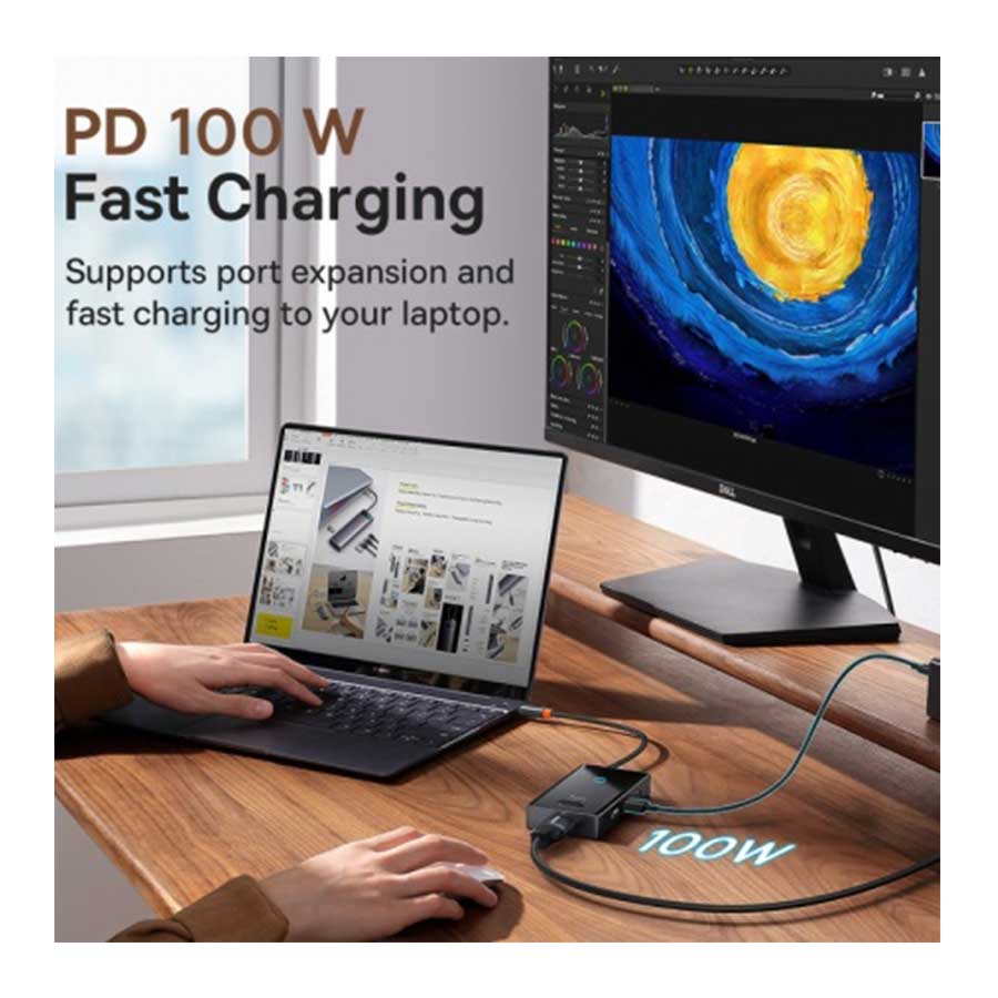 هاب USB-C شش پورت بیسوس مدل Focus WKYY030213