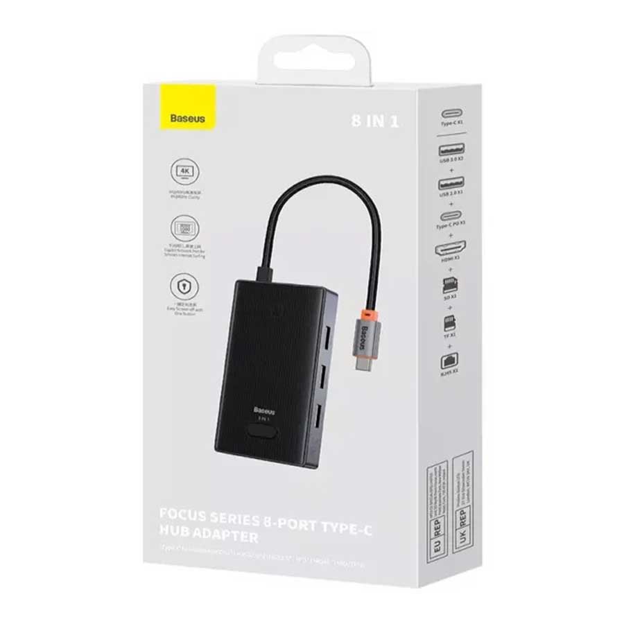 هاب USB-C هشت پورت بیسوس مدل Focus WKYY030313