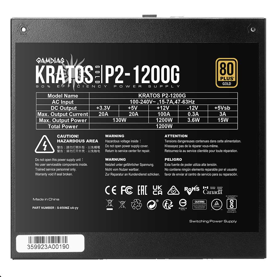 پاور کامپیوتر 1200 وات گیم دیاس مدل KRATOS P2-1200G