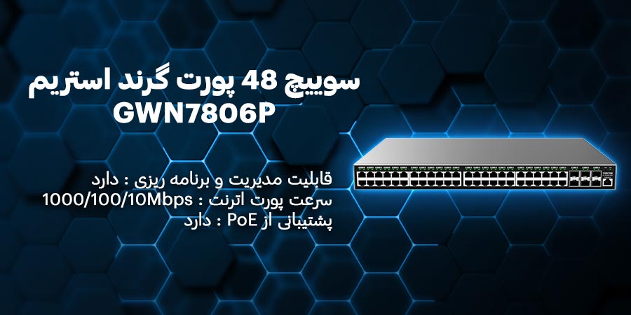 سوييچ 48 پورت گیگابیت و مدیریتی PoE گرند استریم مدل GWN7806P