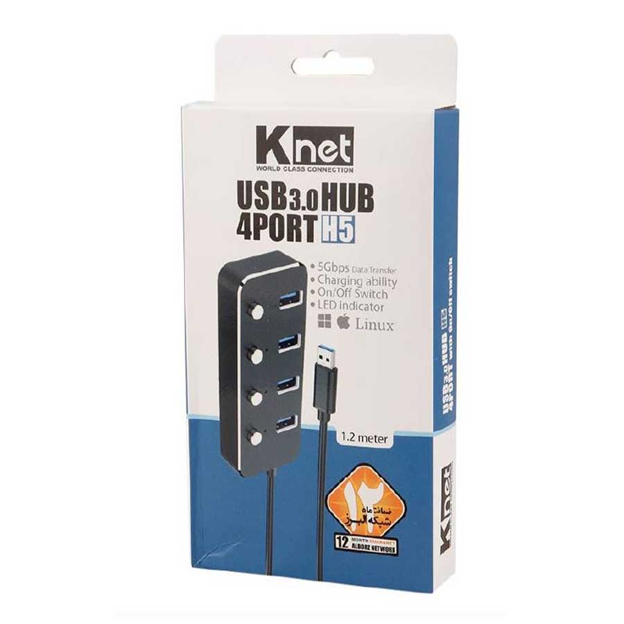 هاب USB 3.0 چهار پورت کی نت مدل K-HUAMH504