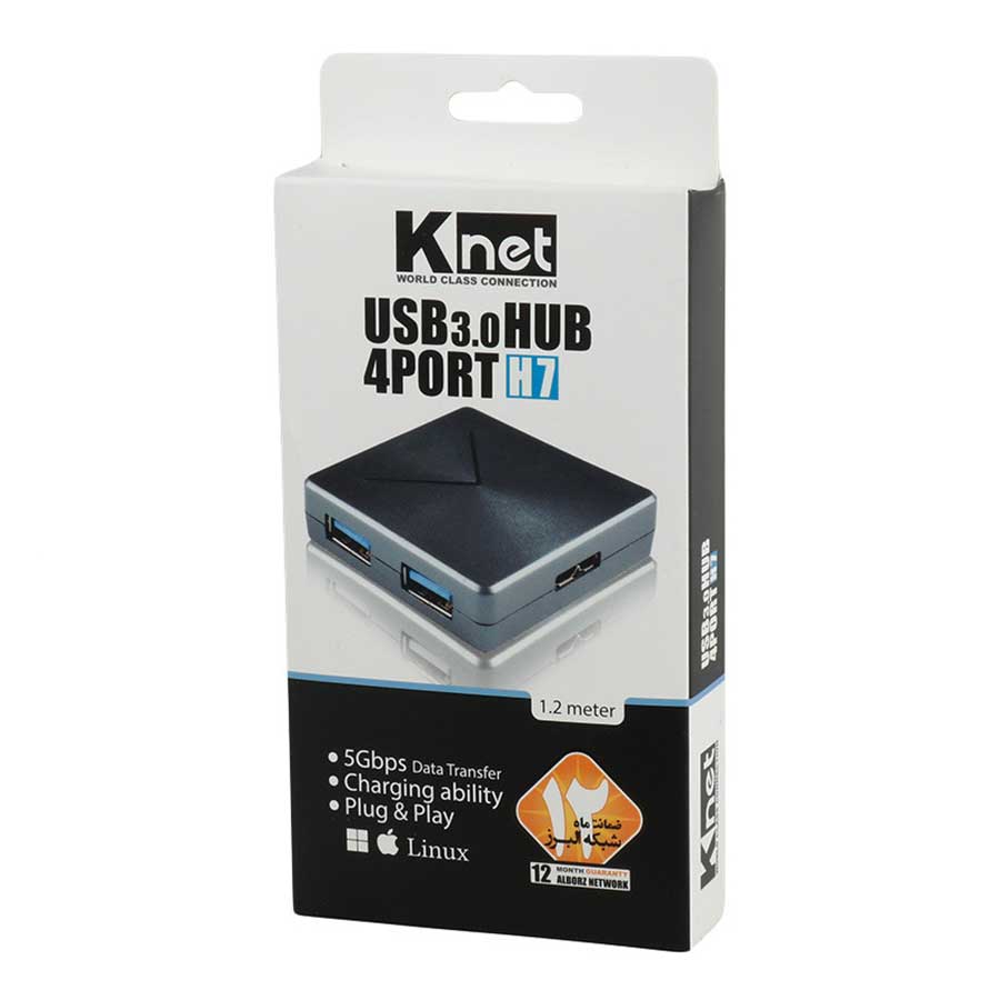 هاب USB 3.0 چهار پورت کی نت مدل K-HUAMH704