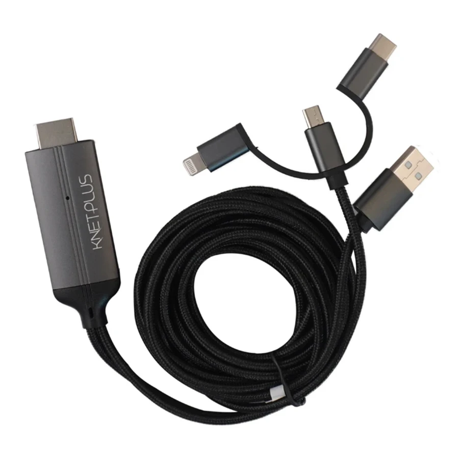 K-NET PLUS KP-CT3 2m Full HD microUSB/USB-C/Lightning To HDMI Cable کابل 2 متر تبدیل microUSB و USB-C و Lightning به HDMI کی نت پلاس