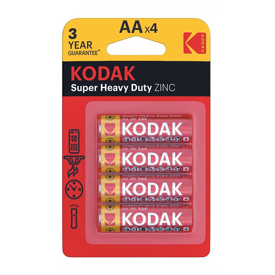 باتری قلمی AA و 1.5 ولتی کداک مدل Super Heavy Duty Zinc بسته 4 عددی