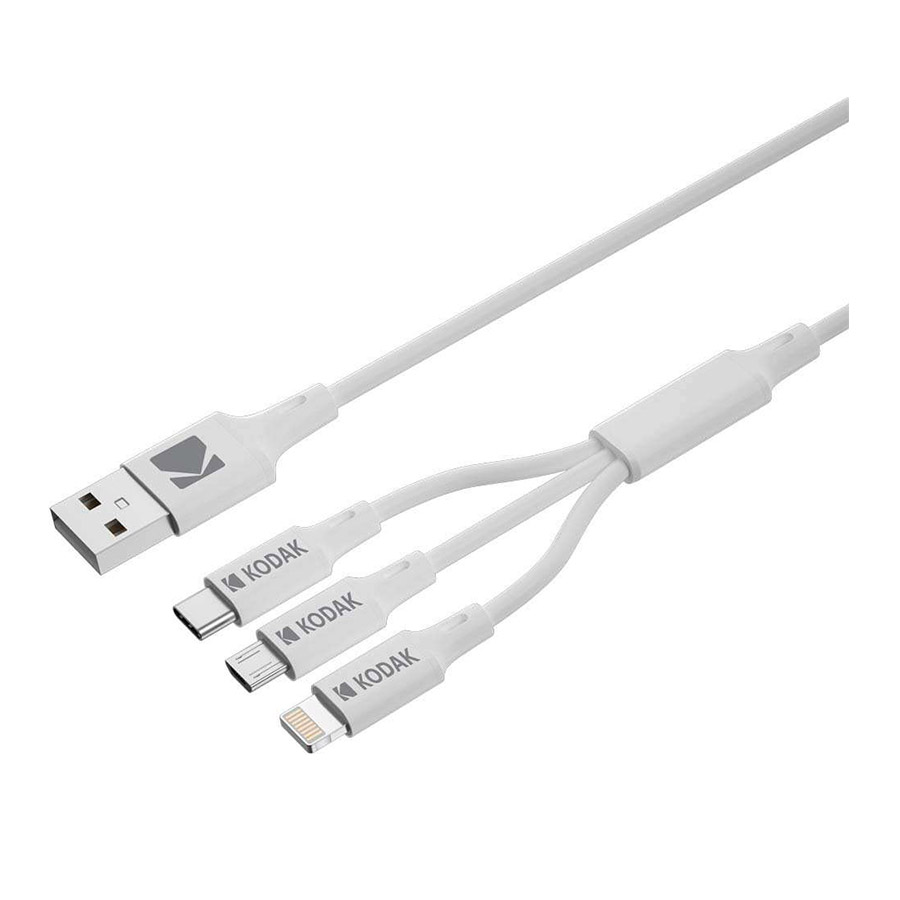 کابل 1 متری تبدیل USB-A به USB-C/microUSB/لایتنینگ کداک White