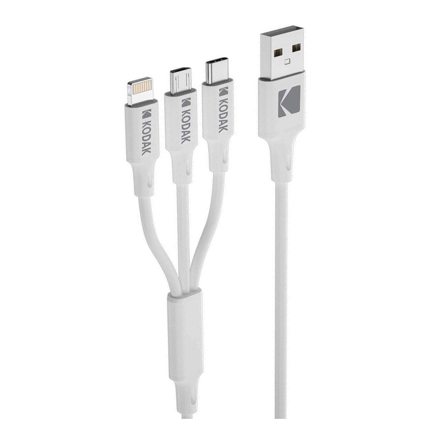 کابل 1 متری تبدیل USB-A به USB-C/microUSB/لایتنینگ کداک White