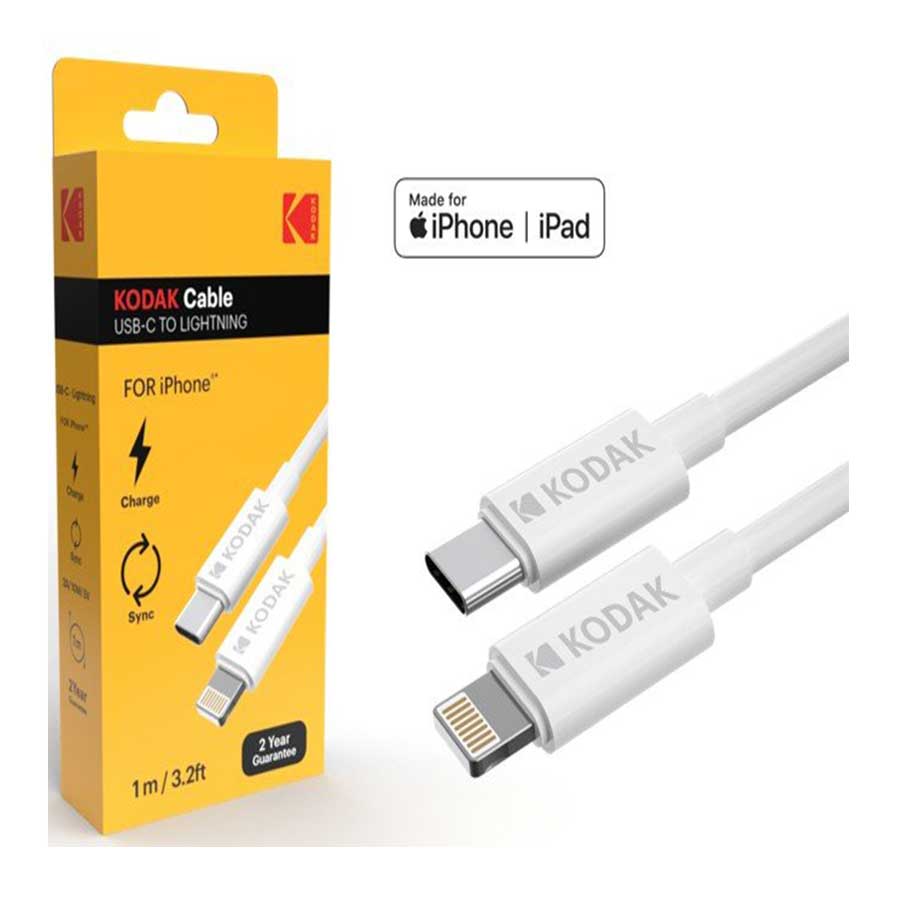 کابل 1 متری تبدیل USB-C به لایتنینگ کداک مدل KODAK White