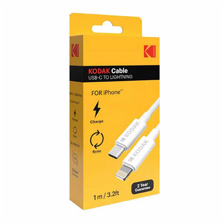 کابل 1 متری تبدیل USB-C به لایتنینگ کداک مدل KODAK White