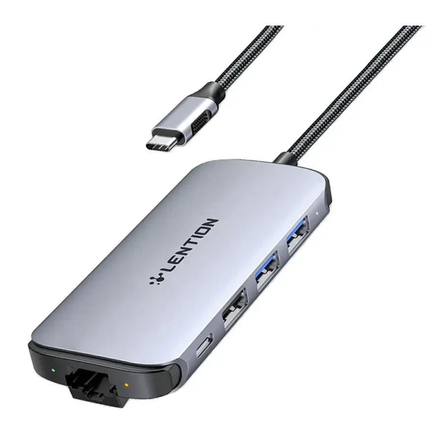 Lention CB-C48 USB 3.0 8-Port Type-C Hub هاب هشت پورت لنشن
