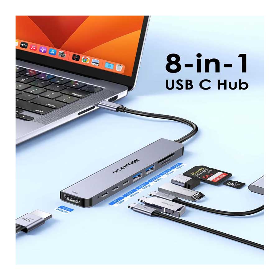 هاب و داک استیشن USB-C پنج پورت لنشن مدل CE19