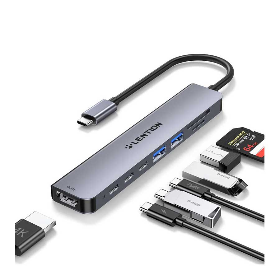 هاب و داک استیشن USB-C پنج پورت لنشن مدل CE19