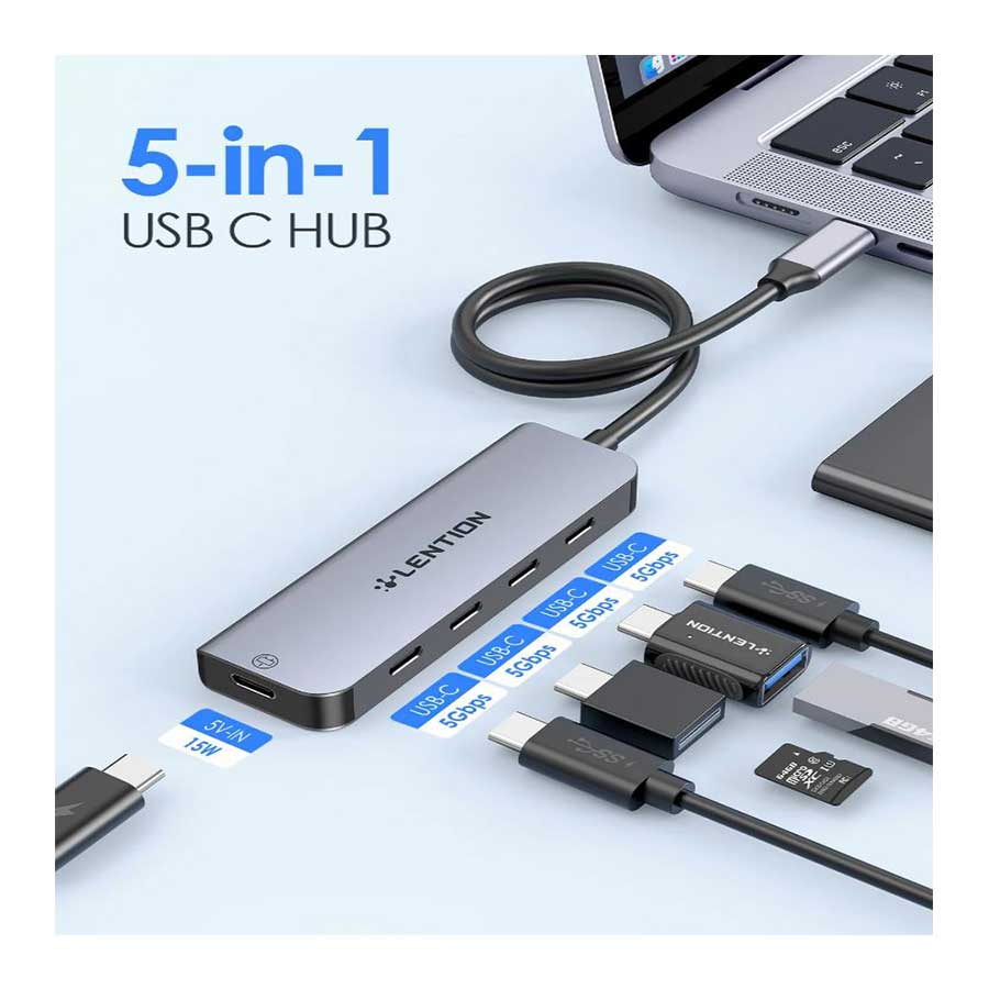 هاب و داک استیشن USB-C پنج پورت لنشن مدل CE31