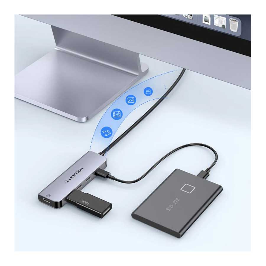 هاب و داک استیشن USB-C پنج پورت لنشن مدل CE31