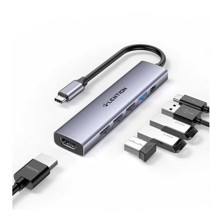 هاب و داک استیشن USB-C شش پورت لنشن مدل CH17