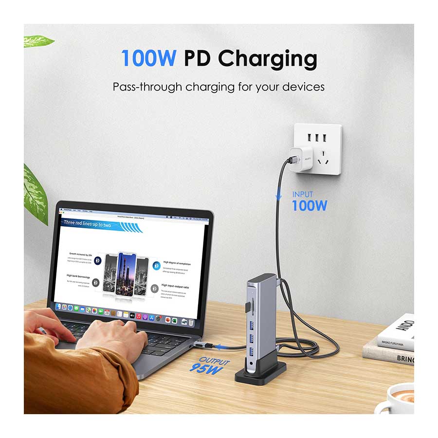 هاب و داک استیشن USB-C یازده پورت لنشن مدل D54