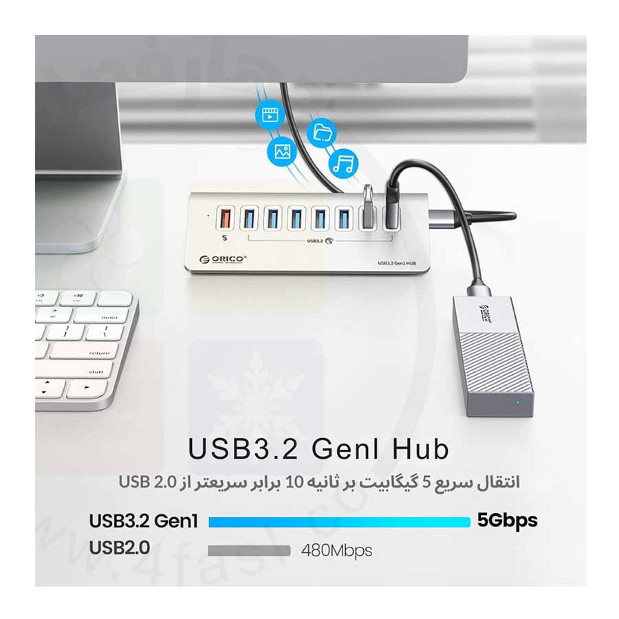 هاب USB-C هفت پورت اوریکو مدل M3U7Q1-10