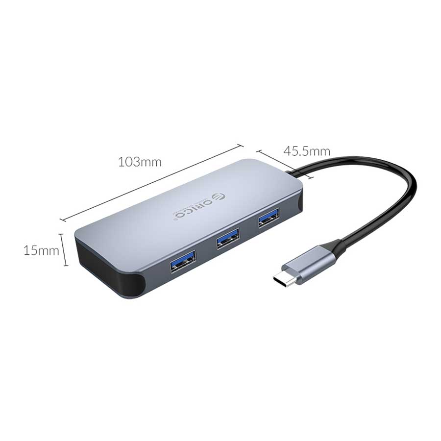 هاب USB-C شش پورت اوریکو مدل MC-U602P-GY-BP