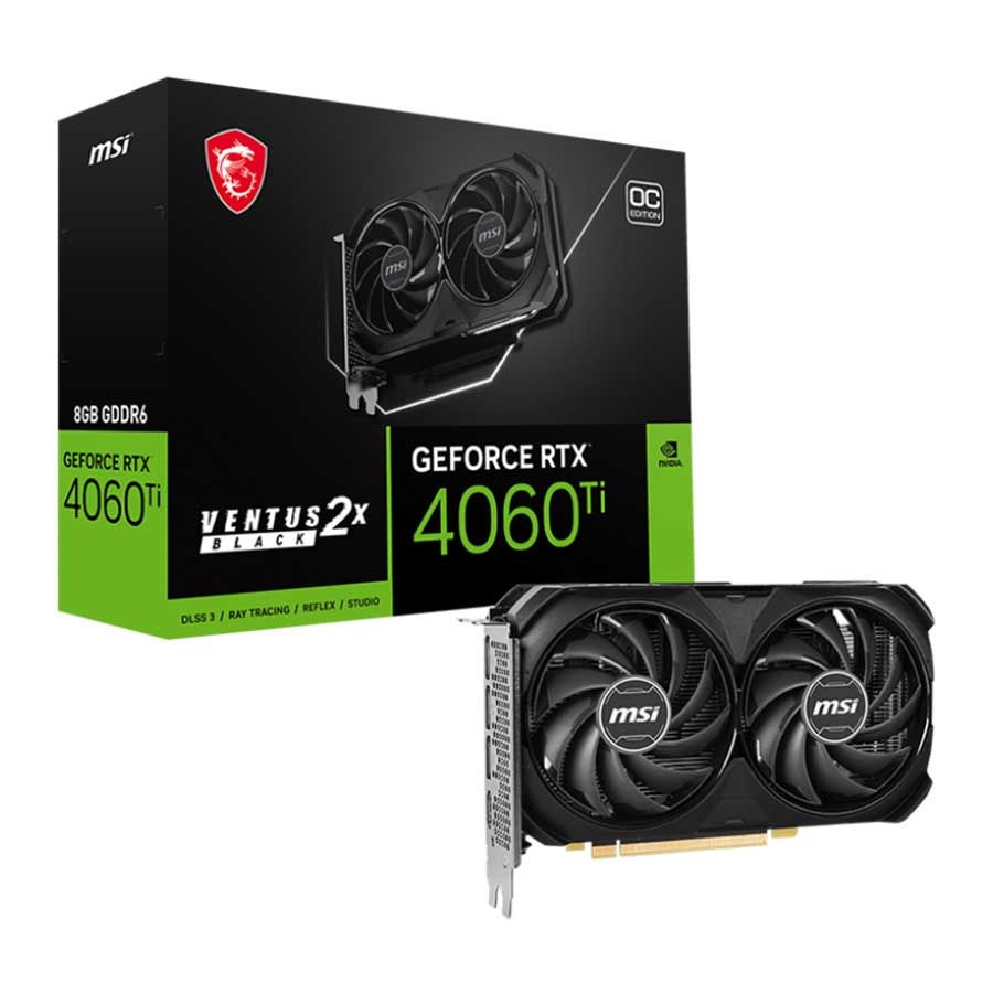 کارت گرافیک ام اس آی مدل GeForce RTX 4060 Ti VENTUS 2X BLACK 8G OC GDDR6