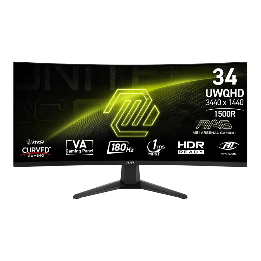MSI MAG 346CQ 34 Inch 180Hz VA UWQHD Curved Gaming Monitor مانیتور خمیده گیمینگ 34 اینچ ام اس آی