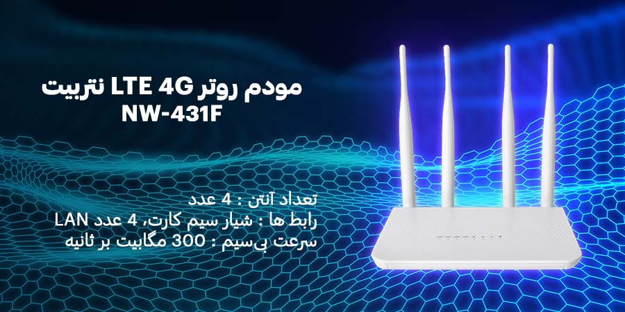 مودم روتر سیم کارت خور 4G نتربیت مدل NW-431F