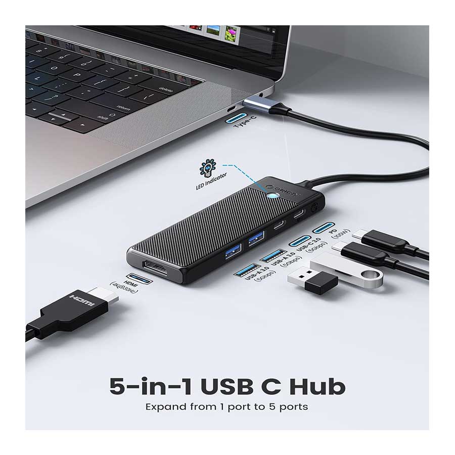 هاب USB-C پنج پورت اوریکو مدل PWD-5P