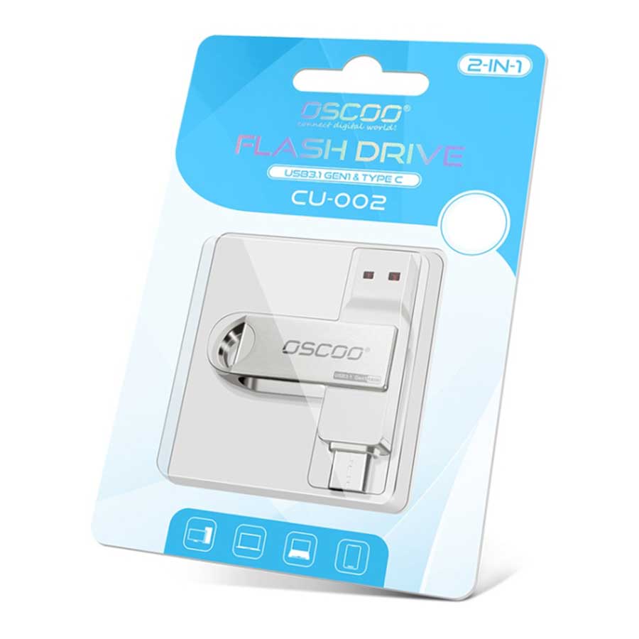 فلش مموری 128 گیگابایت USB 3.1 و USB-C اسکو مدل CU-002