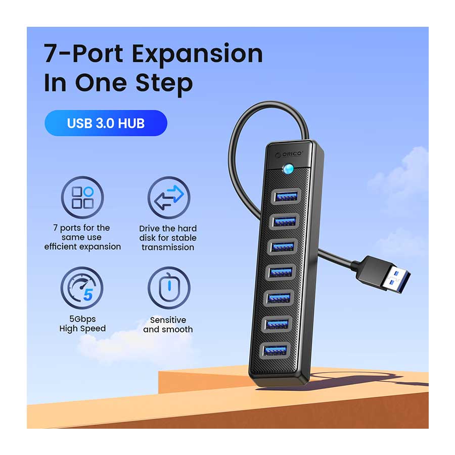 هاب USB-C هفت پورت اوریکو مدل PW7U-C3-10