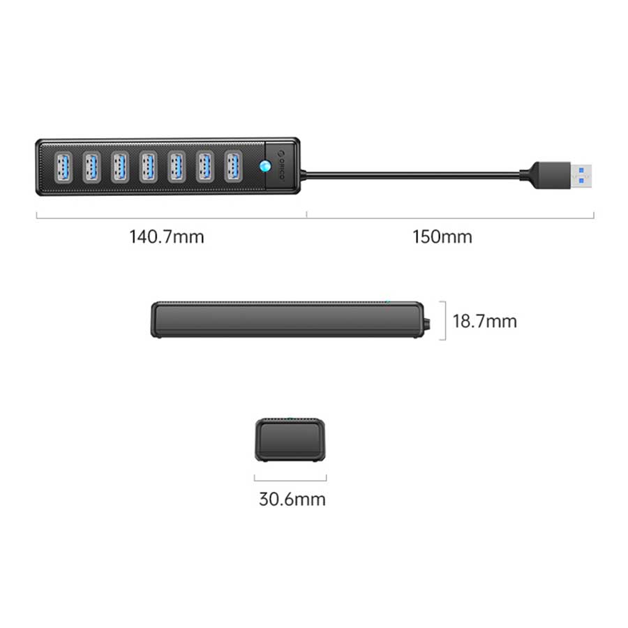 هاب USB-C هفت پورت اوریکو مدل PW7U-C3-10