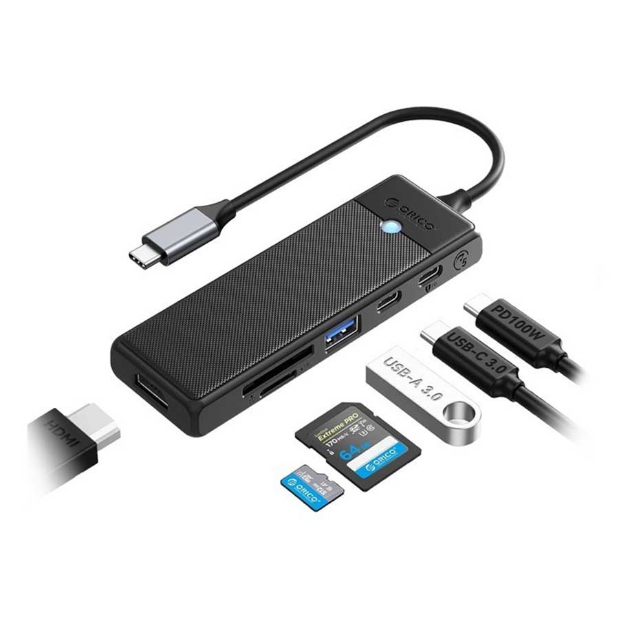 هاب USB-C شش پورت اوریکو مدل PWD-6PS