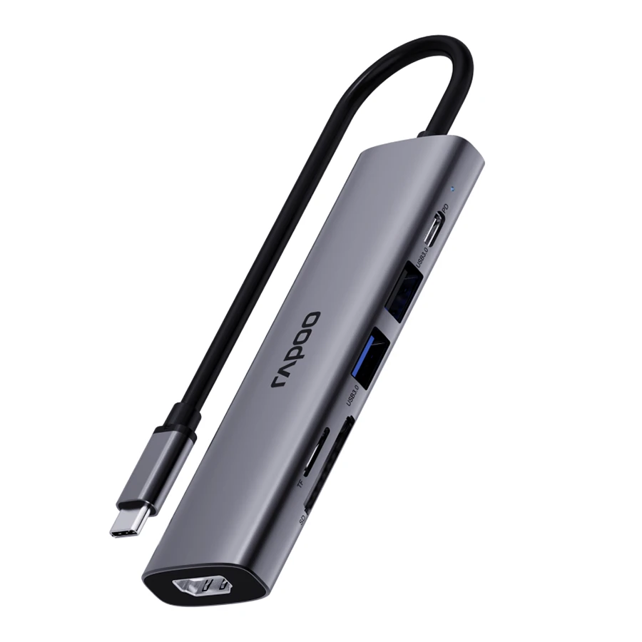 Rapoo XD61 6-Port USB-C HUB هاب USB-C شش پورت رپو