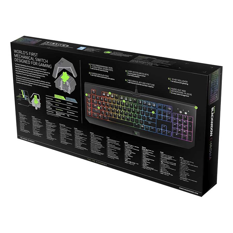 کیبورد گیمینگ باسیم ریزر مدل BlackWidow Chroma Green Switch