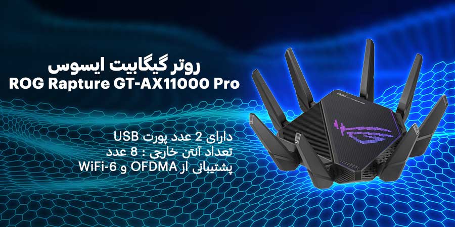 روتر وای فای 6 ایسوس مدل ROG Rapture GT-AX11000 Pro