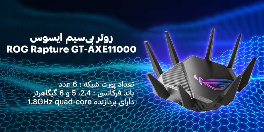 روتر گیمینگ WiFi 6E ایسوس مدل ROG Rapture GT-AXE11000