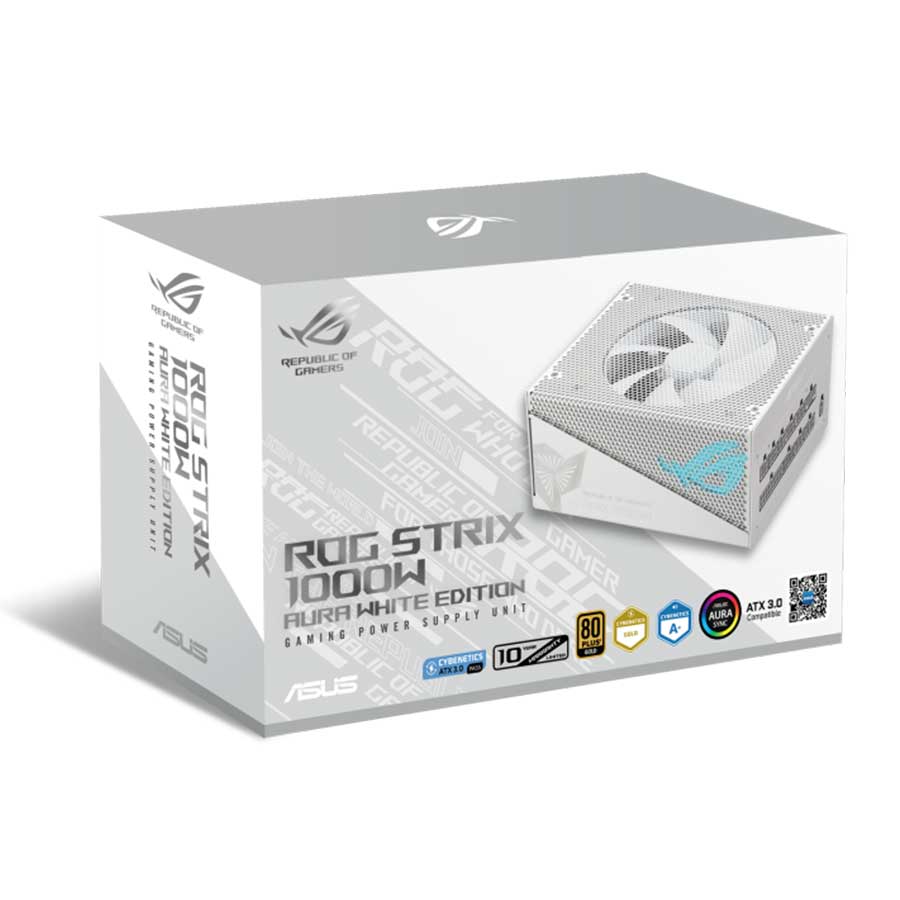 پاور کامپیوتر 1000 وات تمام ماژولار ایسوس مدل ROG-STRIX-1000G-AURA-WHITE-GAMING